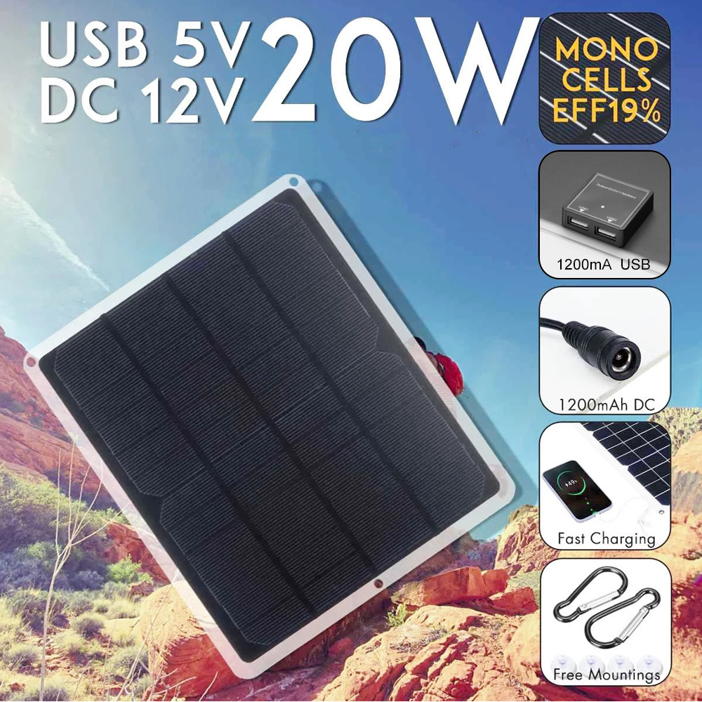 Renewable Energy Kits - 20W 6V Solar Panel Monocrystalline Silicon