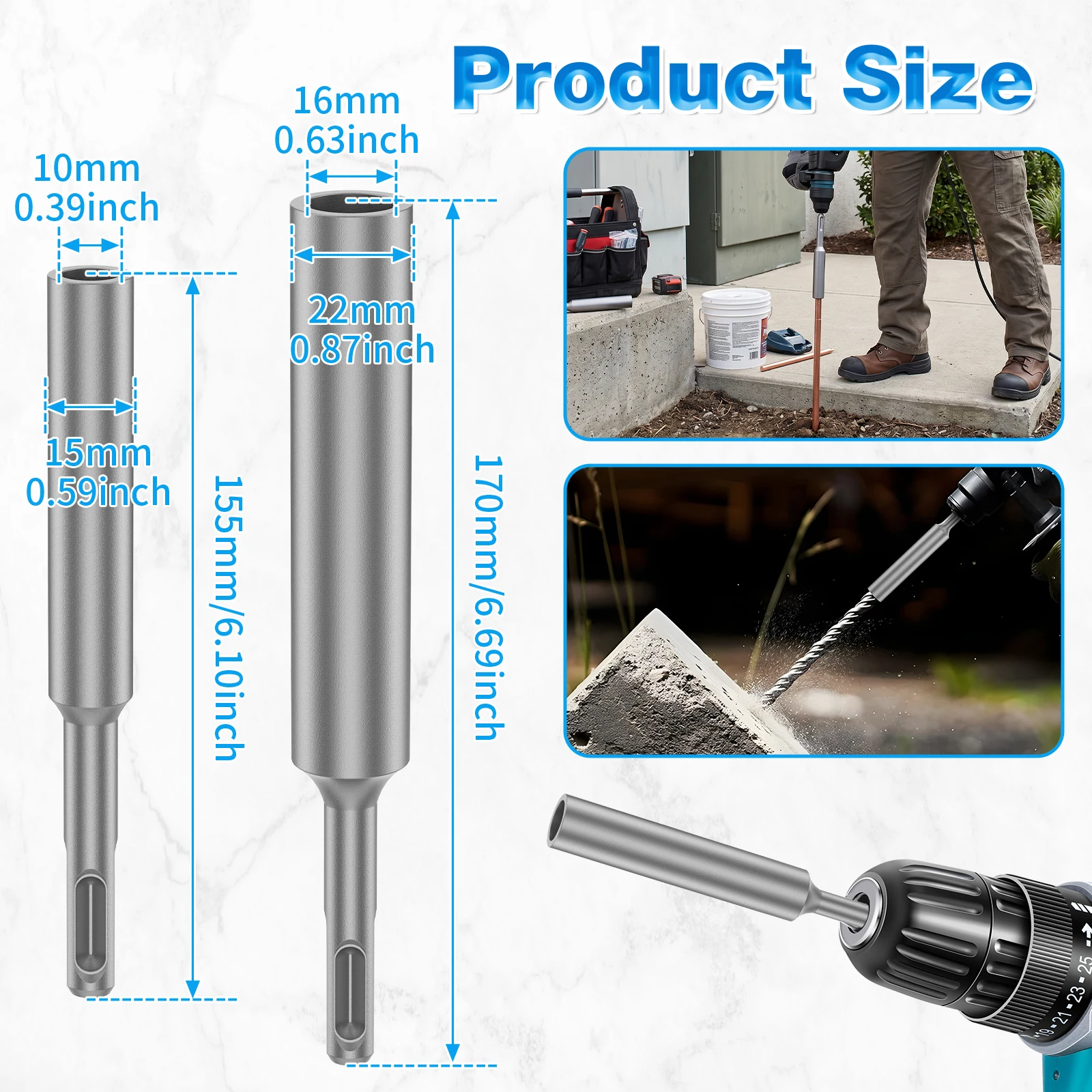 2Pcs SDS Plus Ground Rod Drive - Earthing Grounding Rod recension och pris